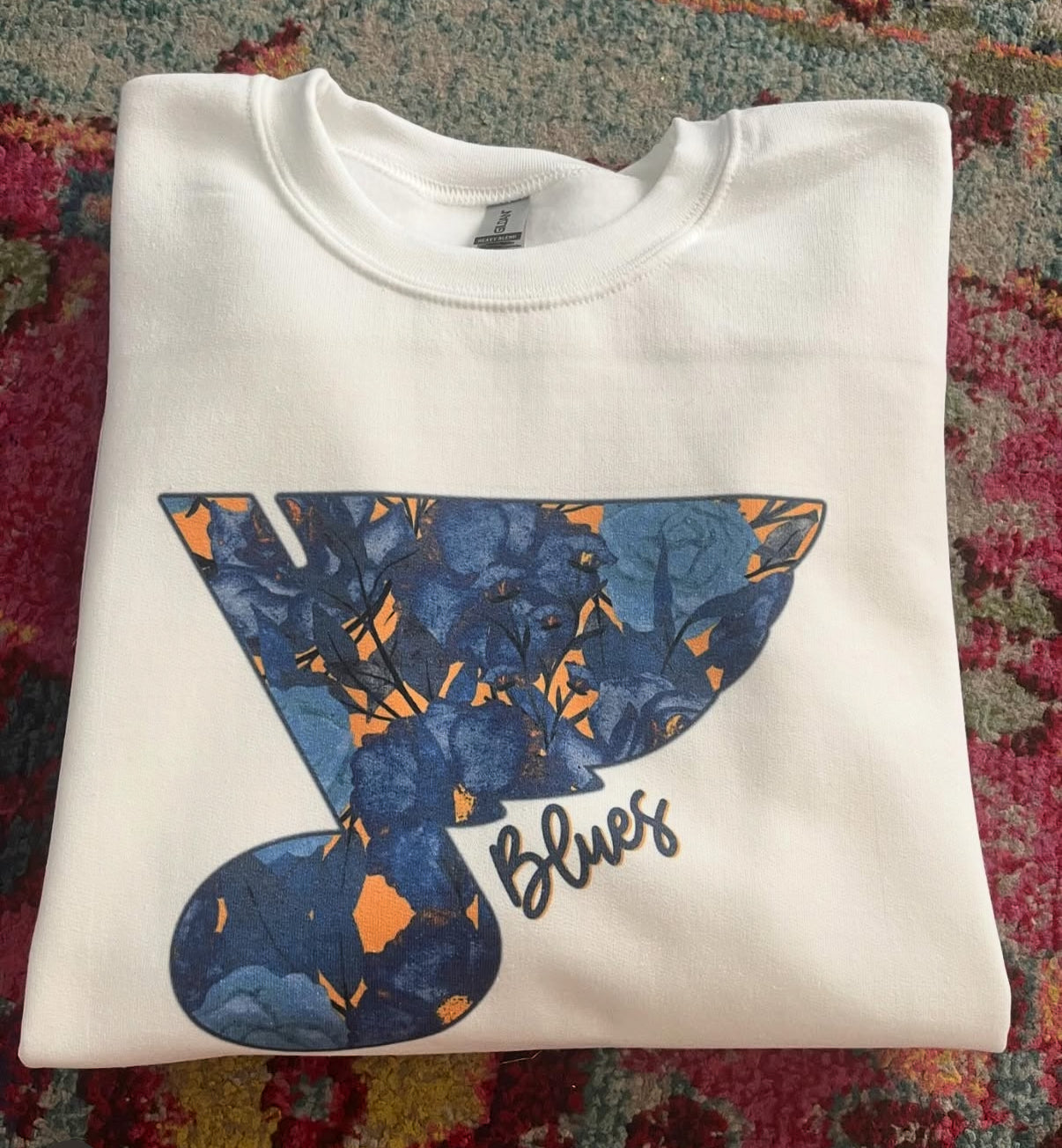 Blues Floral Crewneck