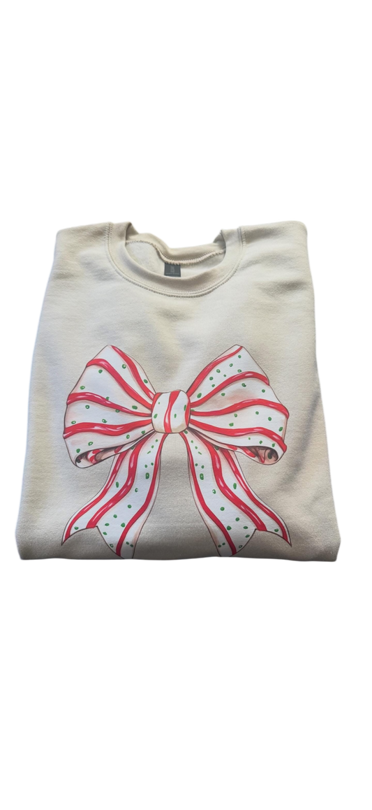 Christmas Tree Cake Bow Sweatshirt- Adult